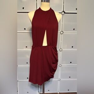 SHEIN Burgundy Backless Dress